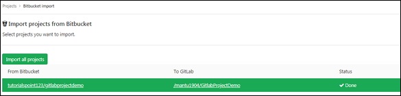 وارد شدن موفقیت آمیز پروژه به مخزن گیت لب به صورت موفقیت آمیز - آموزش وارد کردن پروژه به مخزن گیت لب GitLab