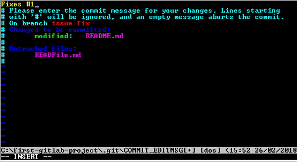 افزودن یک پیام commit به شعبه issue-fix - آشنایی با ارجاع Issues ها در گیت لب GitLab