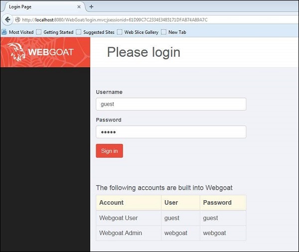 وارد شدن به WebGoat - هک شدن و هک کردن برنامه های وب